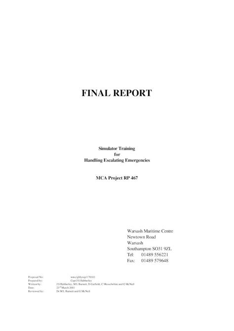 Pdf Final Report€¦ · Final Report Simulator Training For Handling