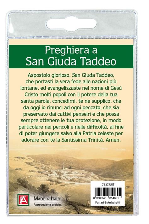 Medaglia San Giuda Taddeo Con Laccio E Preghiera In Italiano Medaglie