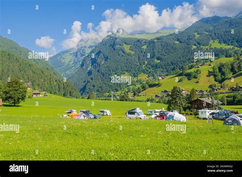06072022 Grindlwald Sitzerland Campsite On An Alpine Meadow In