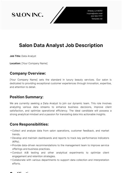 Page 4 Free Job Description Templates And Examples Edit Online And Download