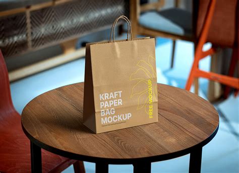 Free Disposable Kraft Paper Bag Mockup Mockuptree