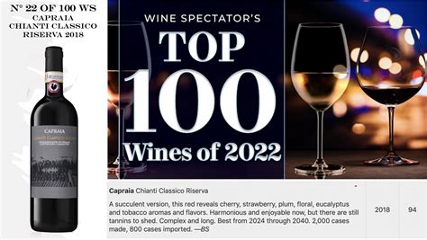 Wine Spectators Top 100 Capraia Riserva 2018 At 22 Tenute Calì