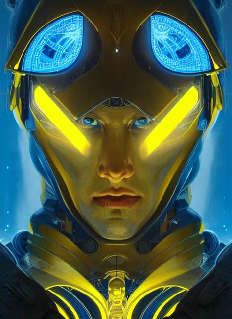 Symmetry Portrait Of A Strong Man Sci Fi Tech Stable Diffusion