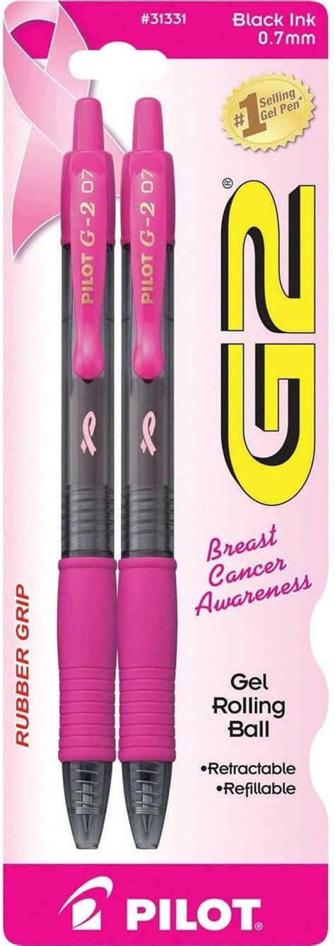 Pilot G2 Pink Ribbon Premium Gel Roller Pens Fine Point 0