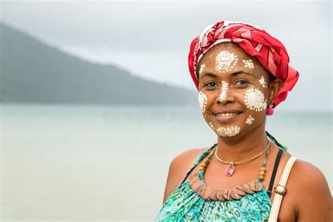 Malagasy Woman With Her Face Painted Vezo Sakalava Tradition Nosy Be