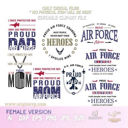 Bundle Proud Air Force Female Version SVG Cutting File For Cricut And