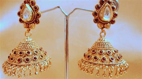 Gold Agate Jhumkas Runjhun Jewellery 2916526