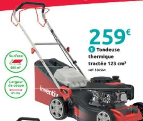 Promo Tondeuse Thermique Tractée 123 Cm³ Inventiv chez Mr Bricolage