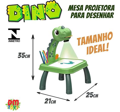 Mesa Projetora Infantil Verde Dinossauro Aprendendo A Desenhar DMTOYS J