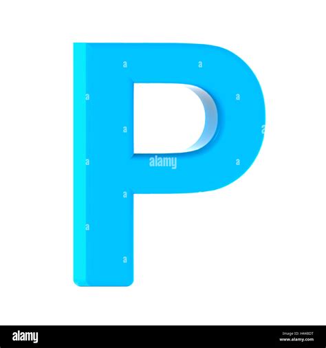 3d Left Leaning Light Blue Letter P 3d Rendering Graphic Isolated