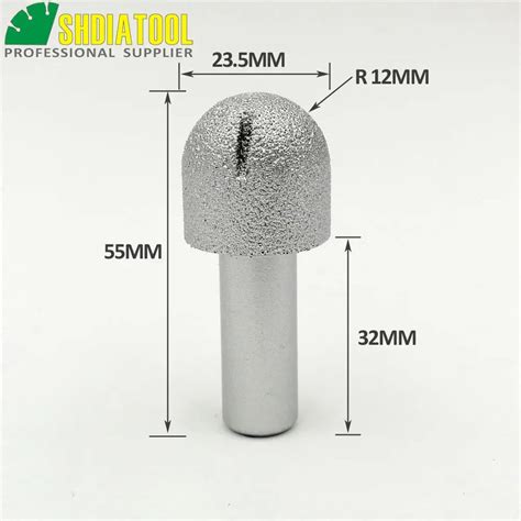 Radius 12mm Round Brazed Diamond Router Bits With 1 2 Shank For Slab