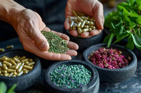 premium photo natural herbal supplements  ingredients