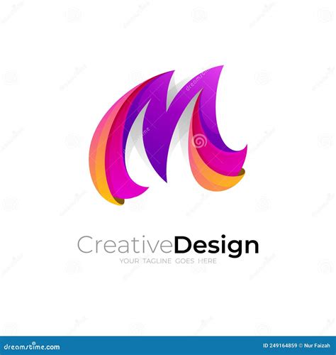 Modern M Logo Design Vector 3d Colorful Logos Stock Vector