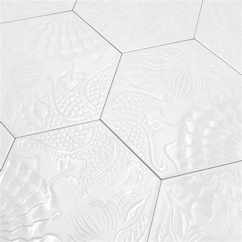 Lux White Hexagon Porcelain Tile Codgaudlwhhx Iwt Tesoro Aquablu