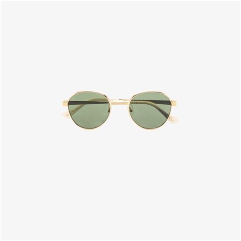 Gucci Eyewear Gold Tone And Green Round Sunglasses Men S Acetate