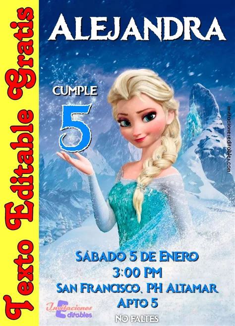 Invitación de Elsa Frozen 01 01 Sólo quitar marca de agua Elsa