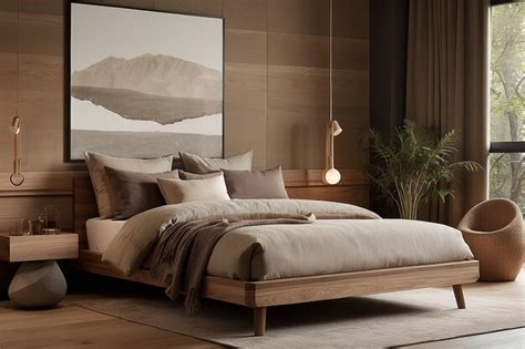 Premium AI Image | Interior design composition EarthToned Bedroom with ...
