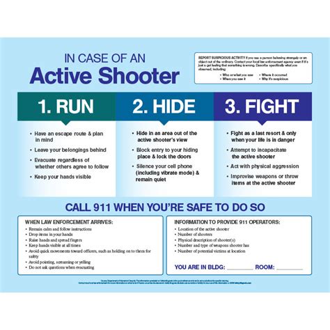 MacGill | In Case of an Active Shooter Poster, Laminated, 17" x 22"