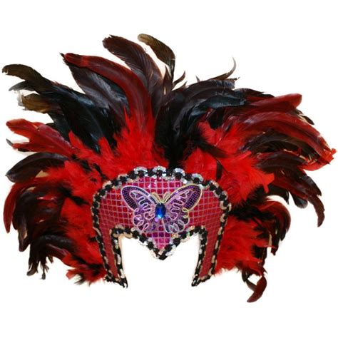 Red Feathered Showgirl Dancer Carnival Headdress Masks Ea