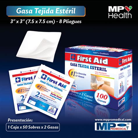 Gasa Tejida Esteril 3x 3 7 5 Cm X 7 5 Cm X 2 Esponjas Caja X 50