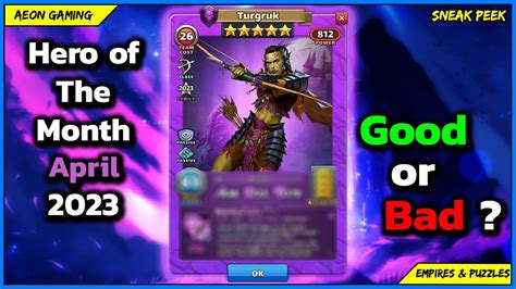 Review Grading Hero Of The Month Turgruk Empires Puzzles Sneak