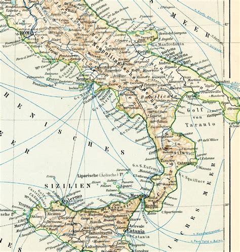 Italy historical map Sicily map Sardinia map 19th century