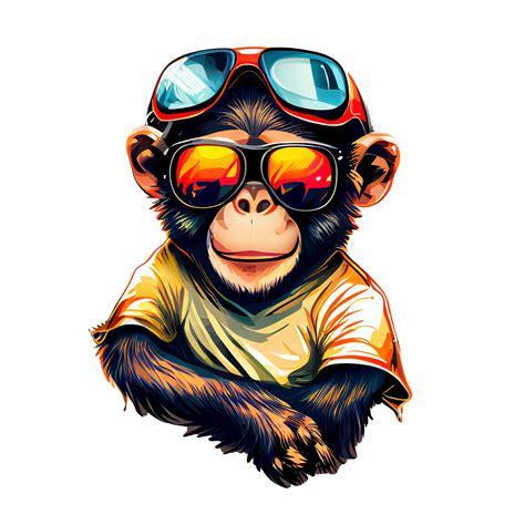 Colorful Monkey Ape Artwork Illustration T Shirt Design Transparent