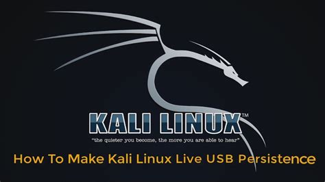 How To Make Kali Linux Live Usb Persistence Youtube