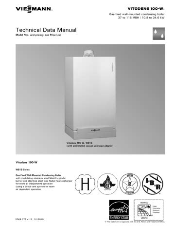 Viessmann Vitodens 100 W WB1B 10 26 Technical Data Manual Manualzz