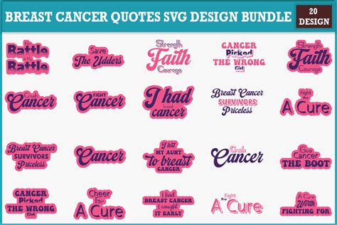 Breast Cancer Quotes Svg Design Bundle Graphic By Svg Design Bundle · Creative Fabrica