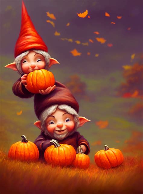 KREA AI Hand Drawn Cute One Gnomes Face Upscale In Autumn