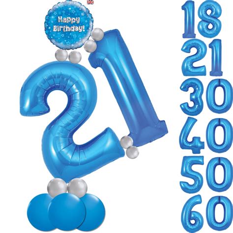 Blue & Silver Number Balloon Display | Cardiff Balloons | Birthday