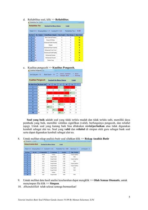 Tutorial Analisis Butir Soal Pilihan Ganda Anates V4 09