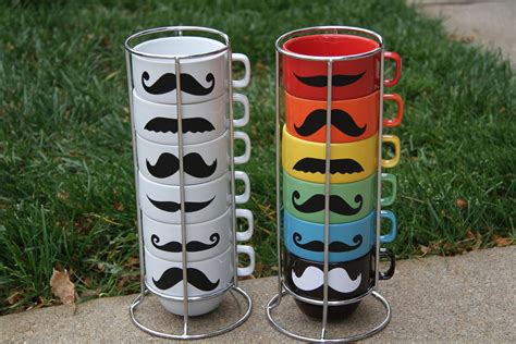 Mustache Coffee Mugs Set of 6 Stackable Mugs and Chrome | Etsy | Coffee mug sets, Coffee mug ...