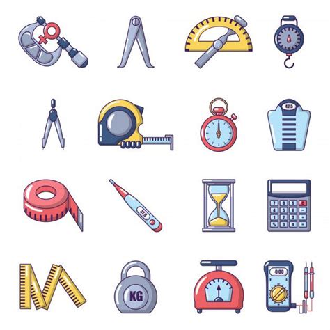 Measure Precision Icons Set Cartoon Styles Icon Set Icon