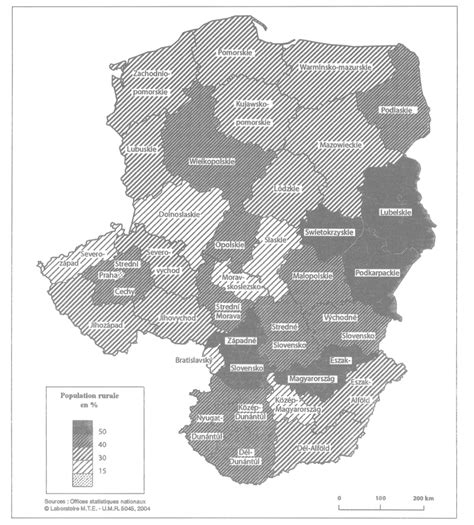 Habitants de l espace rural en 2002 en Pologne République tchèque