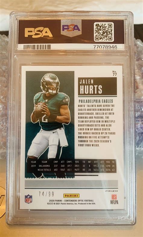 Contenders Optic Jalen Hurts Rookie Ticket Blue Prizm Rc Psa