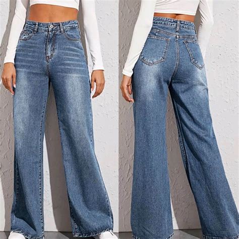 Aueoeo Women Wide Leg Jeans High Waist Baggy Jeans Loose Boyfriend