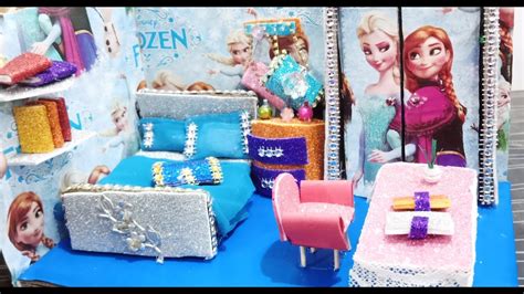 DIY Miniature Dollhouse Room Frozen Elsa Room Decor Backpack DIY