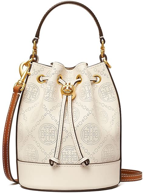 Tory Burch T Monogram Perforated Leather Mini Bucket Bag Shopstyle