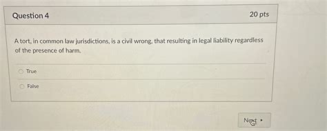 Solved Question 420 PtsA Tort In Common Law Jurisdictions Chegg