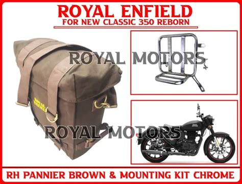 ROYAL ENFIELD RH PANNIER BROWN MOUNTING KIT CHROME For New Classic