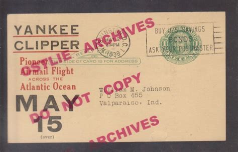 Washington DC 1939 1ST AIRMAIL FLIGHT Across ATLANTIC OCEAN Yankee