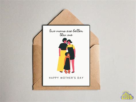 Two Moms Mothers Day Lgbt Mothers Day Card Etsy