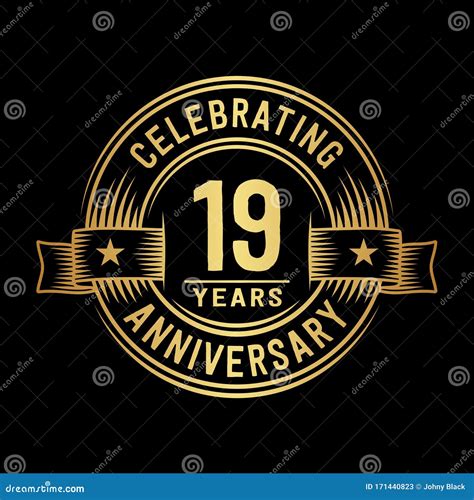 19 Years Anniversary Celebration Logotype. 19th Years Logo. Vector and ...
