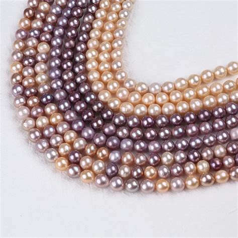 Mm Pink Purple Real Natural Freshwater Round Edison Pearl Strand