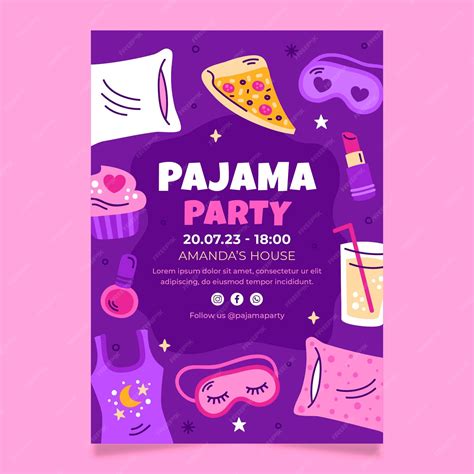 Premium Vector Hand Drawn Pajamas Party Poster Template