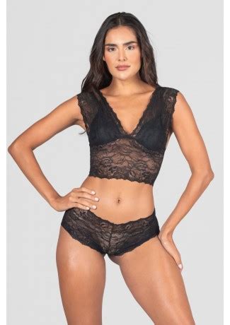 Conjunto Lingerie Patrícia de Renda Azul Marinho Ref P04 1 B Kaisan