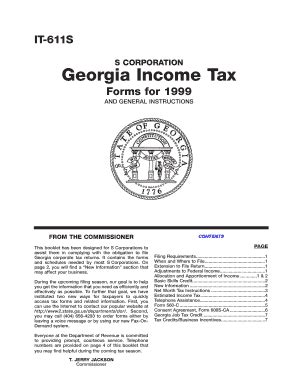 Fillable Online IT 611S S Corporation Income Tax BookletDepartment Of