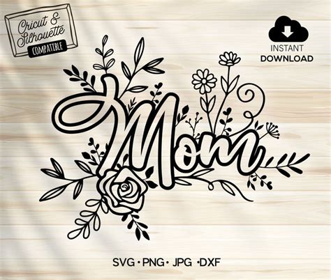 Mom Svg Mom Flower Svg Mothers Day Svg Split Monogram Etsy